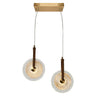 Irma 2-Light 12" Modern Brass LED Pendant with Water Pattern Glass -HA05128