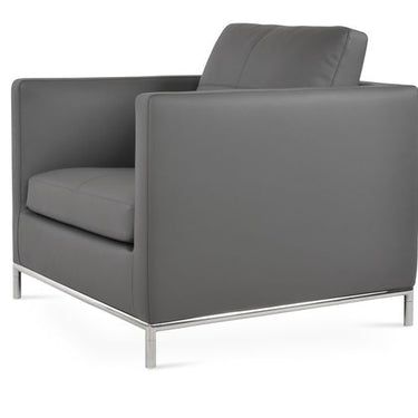 SohoConcept Istanbul armchair with grey PPM upholstery and stainless steel base modern accent lounge chair