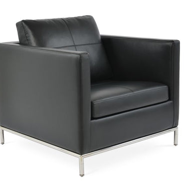 Modern Istanbul armchair by SohoConcept with black PPM leatherette upholstery for living room or office seating