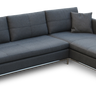Istanbul modern sectional sofa by SohoConcept with polished stainless steel base and black pepper upholstery right-hand-facing