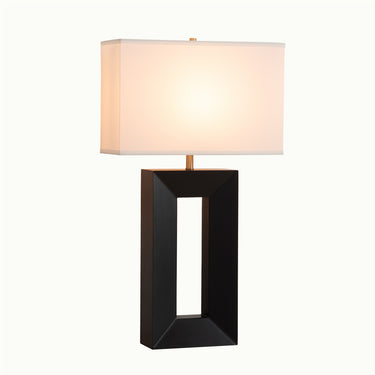 Nova of California Julie Standing Table Lamp Dark Walnut Wood Weathered Brass White Linen Shade