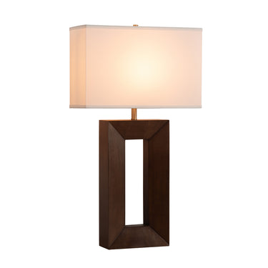 Nova of California Julie Standing Table Lamp Ebony Wood Weathered Brass White Linen Shade