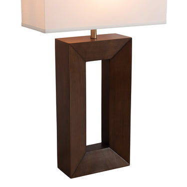 Nova of California Julie Standing Table Lamp Ebony Wood Weathered Brass White Linen Shade