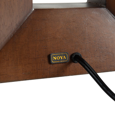 Nova of California Julie Standing Table Lamp Ebony Wood Weathered Brass White Linen Shade