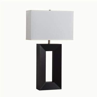 Nova of California Julie Standing Table Lamp Dark Walnut Wood Weathered Brass White Linen Shade
