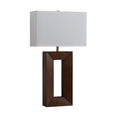 Nova of California Julie Standing Table Lamp Ebony Wood Weathered Brass White Linen Shade