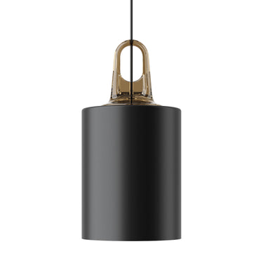 Contemporary cylinder pendant light with metal and methacrylate shade by Lodes