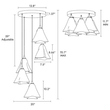 uanshin 5-Light Chandelier Hanging in a Modern Living Room
