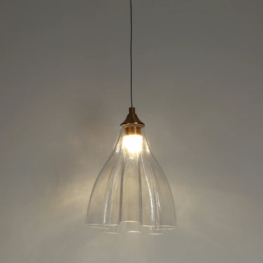 Modern Glass Pendant Light with Hand-Blown Shade and Brass Accent