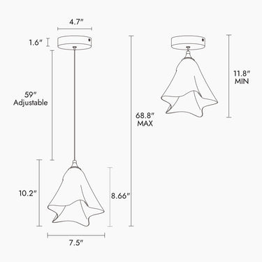 Juanshin Glass Pendant Light with Adjustable Hanging Height - Sloped Ceiling Compatible