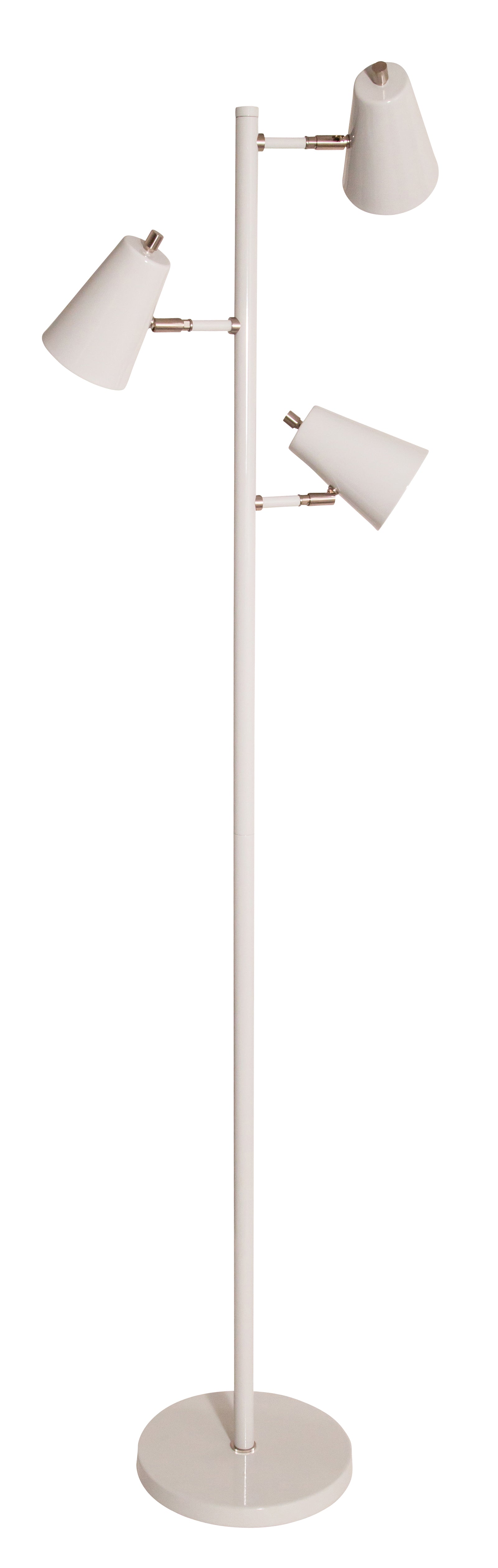 House of Troy Kirby LED three light floor lamp in gray with satin nickel accents K130-GR