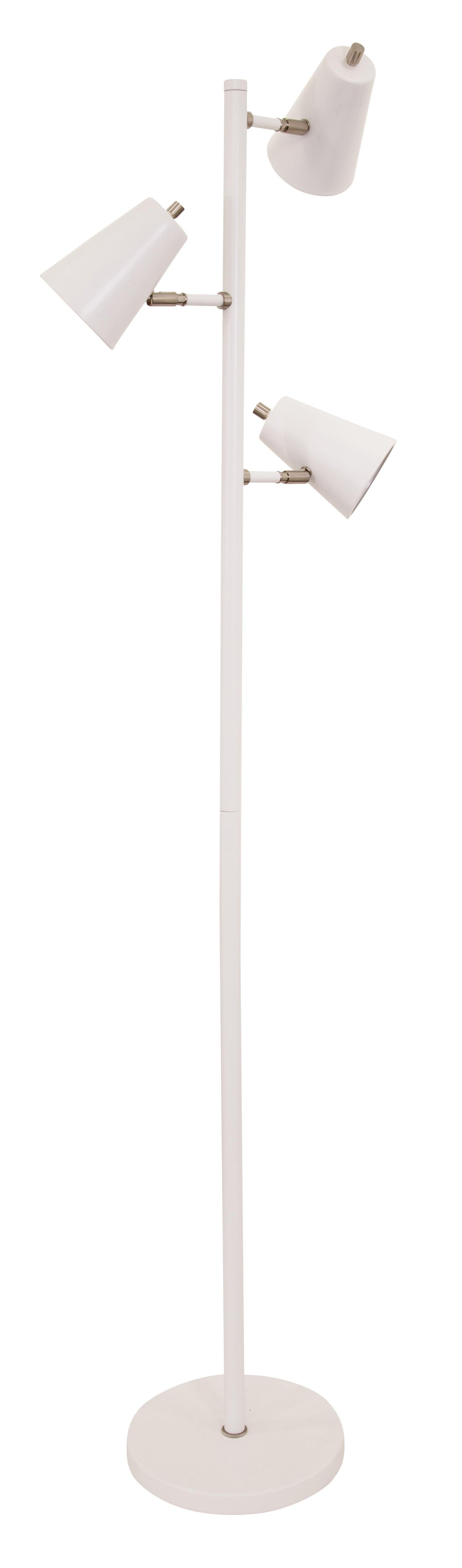 House of Troy Kirby LED three light floor lamp in white with satin nickel accents K130-WT