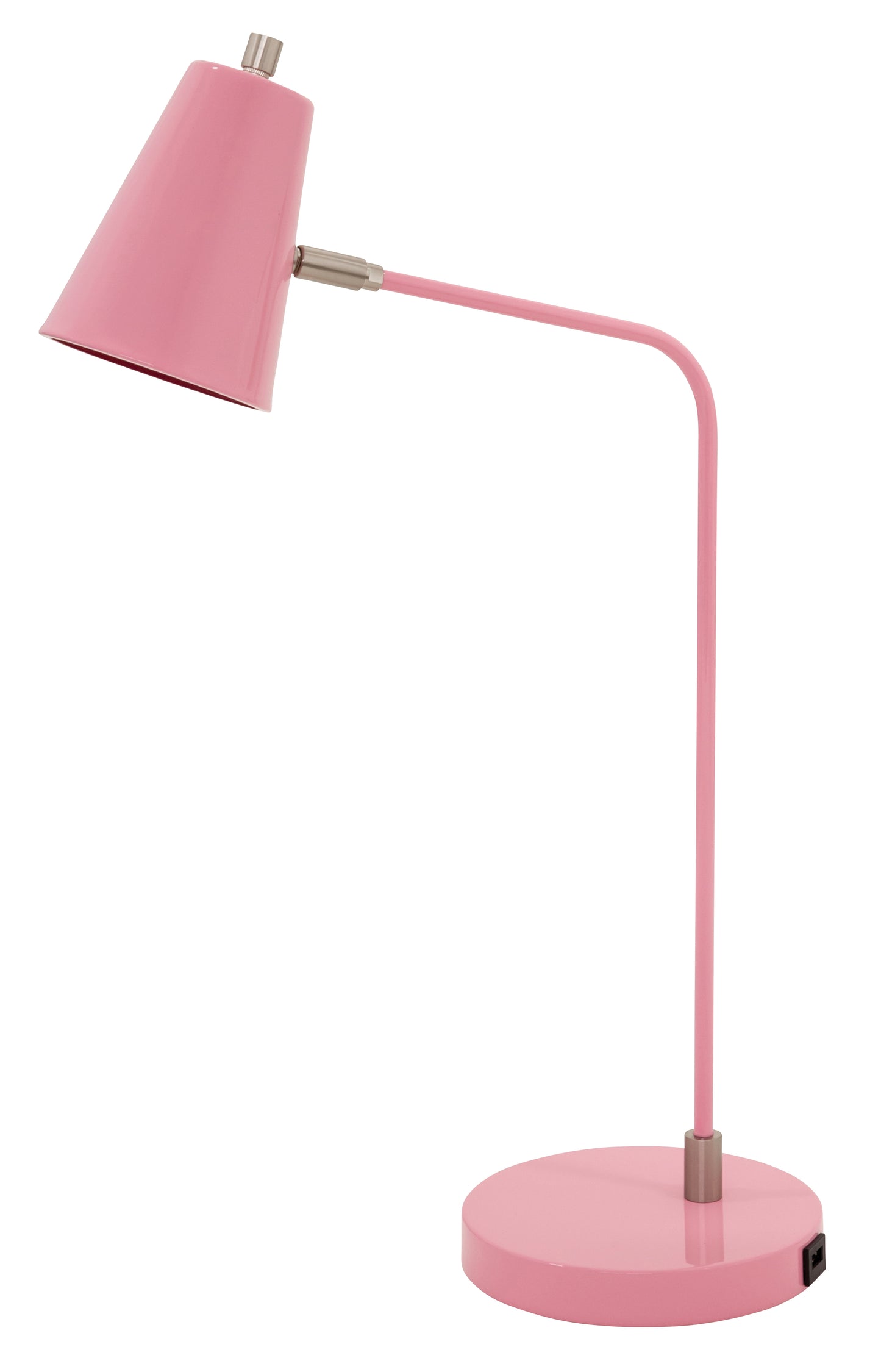 House of Troy Kirby LED task lamp in pink with satin nickel accents and USB port K150-PK