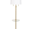 House of Troy Killington Brushed Brass Floor Lamps with glass table and hardback shade