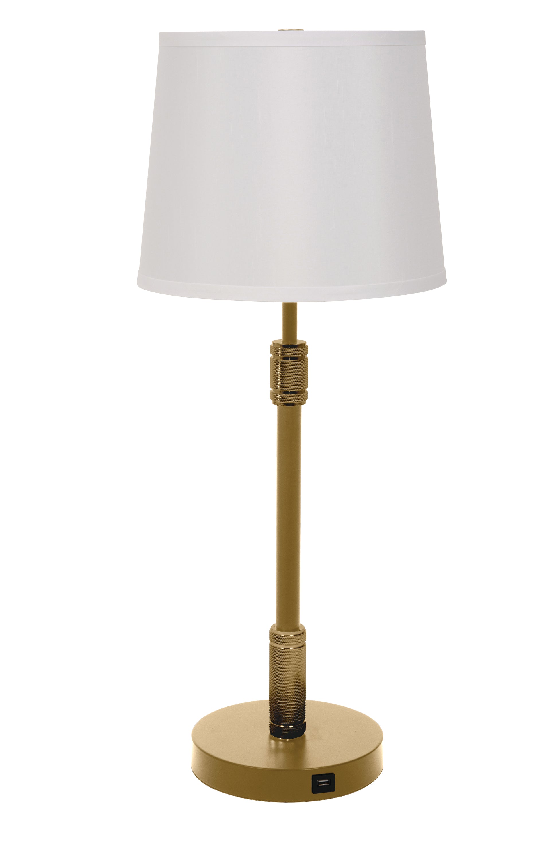 House of Troy Killington Brushed Brass table lamp with USB port and hardback shade KL350-BB