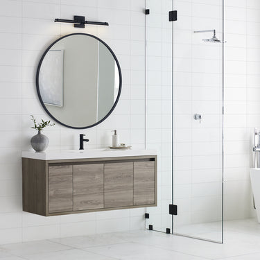 Modern wall-mounted LED vanity light in Nightshade Black finish for versatile indoor lighting