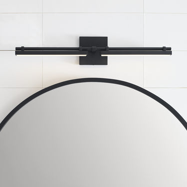 Sleek Nightshade Black LED wall light for bathroom vanity in homes and office buildings