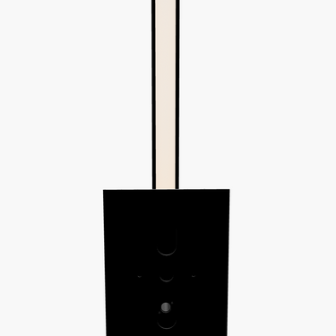 Nightshade Black Kal Sconce providing soft LED lighting in a minimalist powder room
