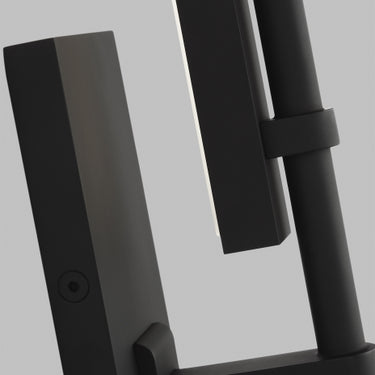 Black LED bathroom wall light by Visual Comfort with frosted crystal diffuser and slim profile