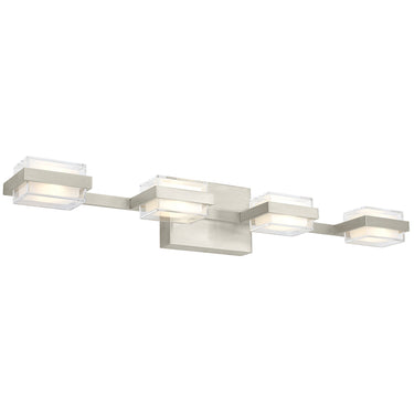 Kamden Satin NIckel 4-Light Wall Lamp | Modern Bathroom Fixture with Integrated LED