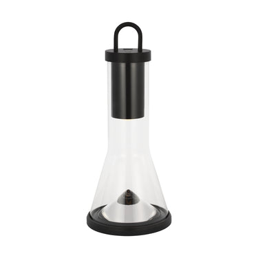 Cordless black table lamp with USB-C charging and adjustable brightness for home or commercial use