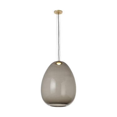 Hand-blown transparent smoke glass LED pendant for stylish home kitchens and boutique hotel lighting