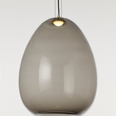 LED pendant with artisan smoke glass shade for kitchen island lighting in homes or cafés