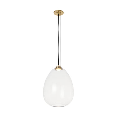 Visual Comfort Kapoor pendant in clear glass and brass, ideal for dining rooms, kitchens, or offices