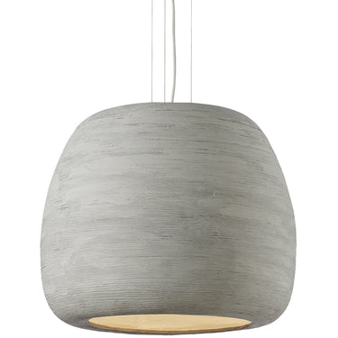 Concrete and White Karam Pendant Light – handcrafted ceramic ceiling fixture for commercial and residential dining areas