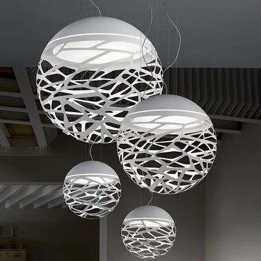 Lodes Kelly Sphere LED pendant in matte white finish with clear suspension cord