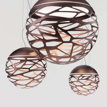 Kelly Sphere Pendant by Lodes with milk-white glass diffuser and dimmable LED for modern living rooms and dining areas