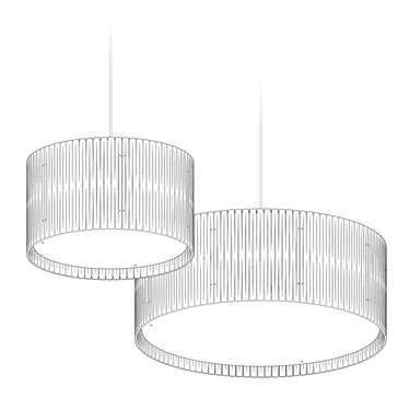 Kerflights wood drum pendants, kerf-cut plywood shades, product render