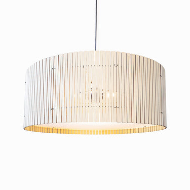 Commercial Grade Wood Drum Pendant with Unique Design