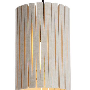 Stylish beige felt pendant light with slotted shade for restaurants.