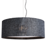 Powder-coated steel frame pendant light with unique charcoal felt shade.