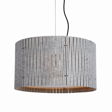 Black powder-coated canopy pendant with interchangeable shade.