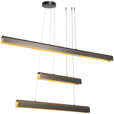Modern Black & Gold LED Linear Chandelier - Khydeacc 3-Light