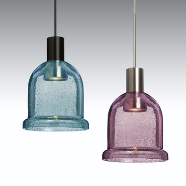 A blue and a plum Kiba hanging side by side | Besa Lighting