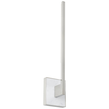 Klee 20 LED wall light, polished nickel/white marble finish, dry location rated, modern bathroom lighting by Visual Comfort 
