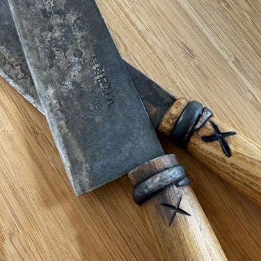 Curved Paring Knife by Master Shin’s Anvil: carbon steel patina after years of use
