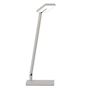 Silver Focaccia Solo LED desk lamp mounted on tabletop with touch dimming and 5000K lightingtemperature