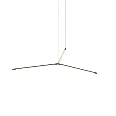 Modern geometric LED pendant trio with frosted diffuser and 3000K warm white glow.