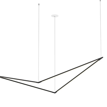 Luxury Z-Bar LED pendant light Matte Black finish for hotels and upscale living rooms.