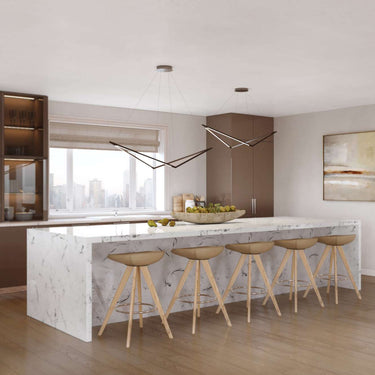 Customizable LED pendant light Matte Black finish with dimmable light settings - kitchen bar lighting.