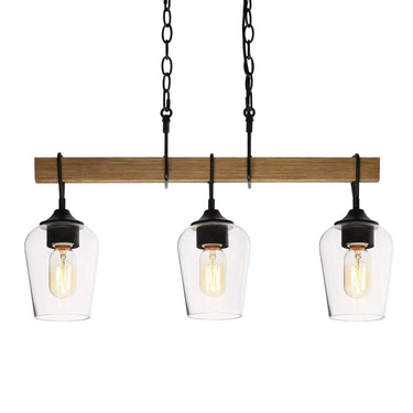 black linear kitchen island pendant light 25 inches wide with E26 bulbs and dimmable design