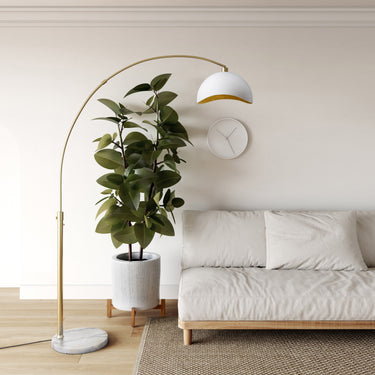 Nova of California Luna Bella Arc Floor Lamp White Gold Leaf Shade