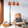 Nova of California Layers Natural Mica 3 Light Arc Floor Lamp 86 Charcoal Gray Gunmetal