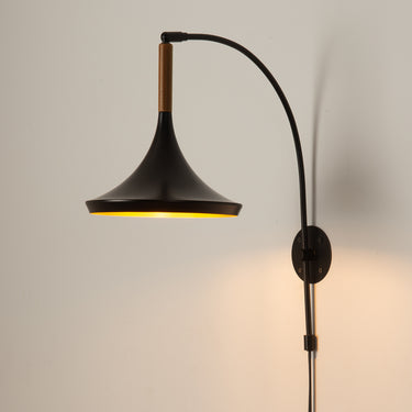 Nova of California Lodi Wall Sconce Matte Black Walnut