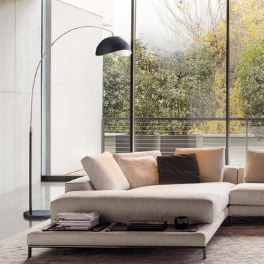 Nova of California Luna Bella Arc Floor Lamp 92 Antique Nickel Matte Black Silver Leaf Shade