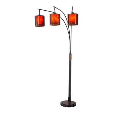 Nova of California Layers Natural Mica 3 Light Arc Floor Lamp 86 Charcoal Gray Gunmetal